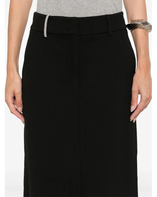 Peserico Black Straight-Cut Midi Skirt