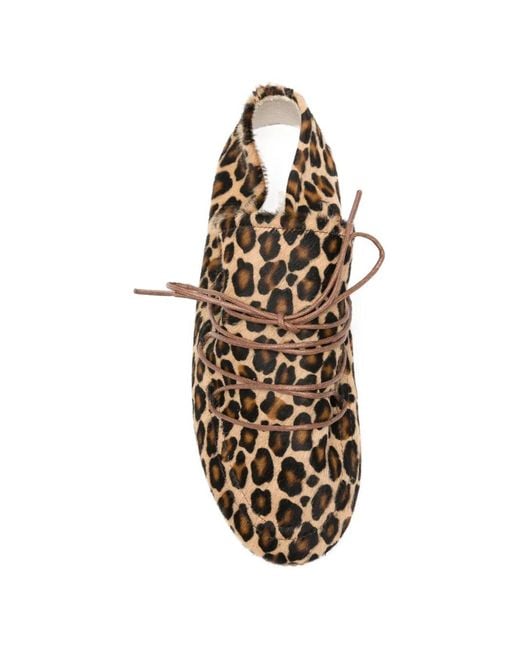 RIEN STUDIO Brown Leopard-Print Lace-Up Calf-Hair Sneakers