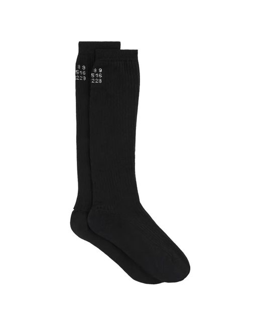 MM6 by Maison Margiela Black Numeric Signature Ribbed-Knit Socks