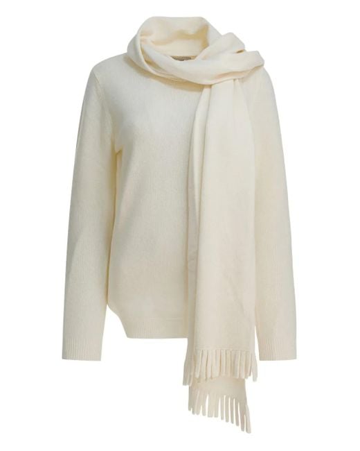Sandbeige White Pullover Mit Fransen