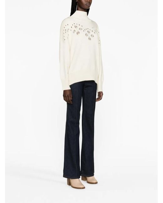 Chloé White Wool Turtleneck Sweater