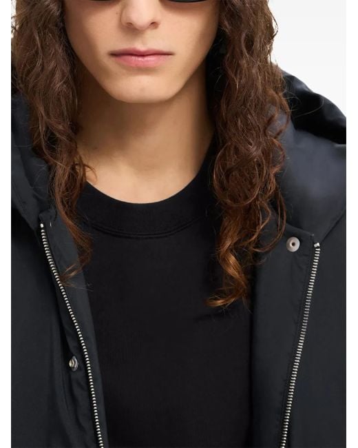 Courreges Black Logo-Appliqué Hooded Puffer Jacket