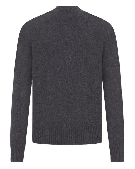 AMI Gray De Coeur Monogram Button-Fastening Cashmere Cardigan for men