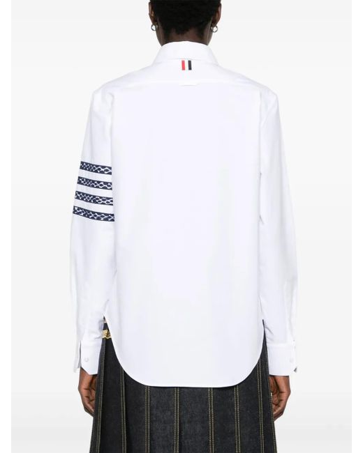 Thom Browne White Snake 4-Bar Cotton Shirt