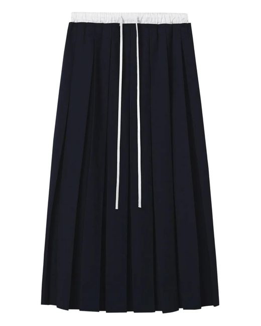 B+ AB Blue Drawstring Midi Pleated Skirt