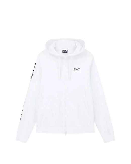 EA7 Sweater Met Capuchon En Rits in het White voor heren