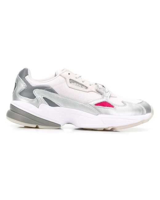 Adidas White Falcon W Leather-Trimmed Sneakers