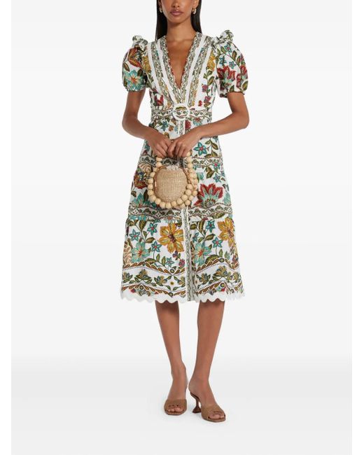 Farm Rio White Botanicals Midi Dress