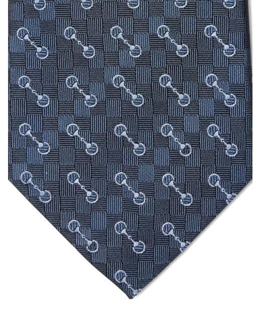 Gucci Blue Horsebit Silk Patterned Tie for men