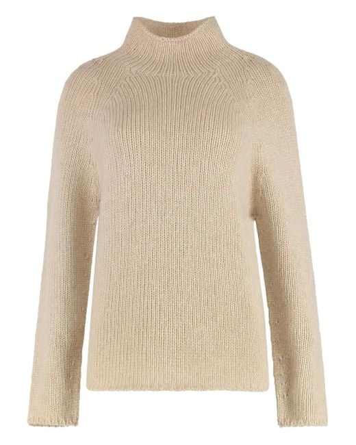 THE (Alphabet) Natural Turtleneck Cashmere Sweater