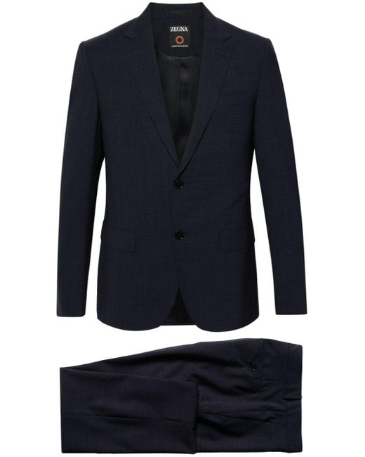 Zegna Blue Notched-lapels Single-breasted Suit for men
