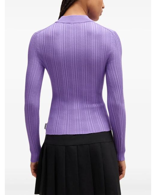 HUGO Purple Ribbed-Knit Jumper