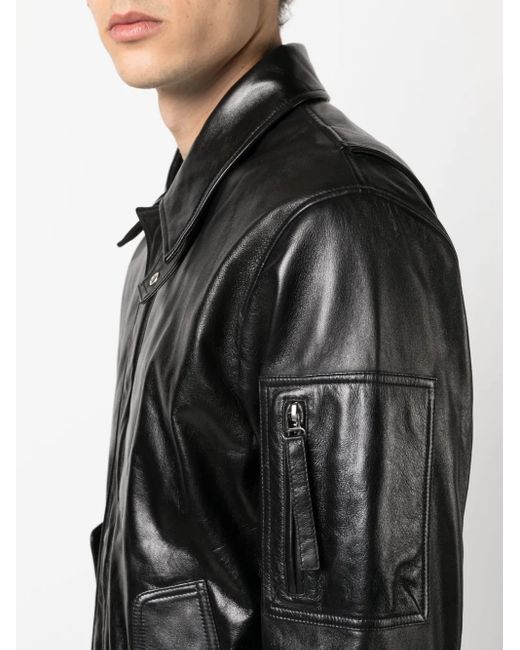 Helmut Lang Black Zip-Up Leather Jacket for men