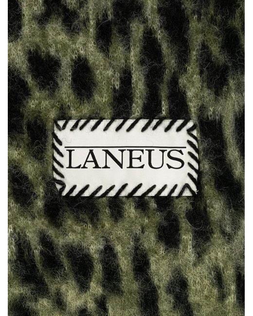 Laneus Green Leopard-Pattern Scarf for men