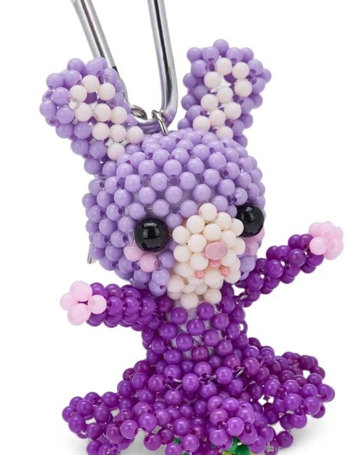 Chopova Lowena Purple Sad Jerboa Beaded Keyring