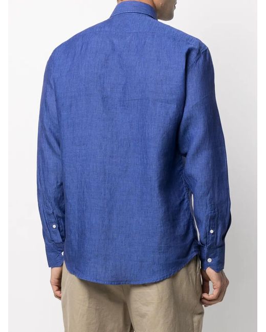 Frescobol Carioca Blue Classic Linen Shirt for men