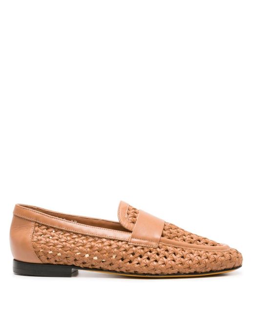 Doucal's Brown Interwoven Leather Loafers