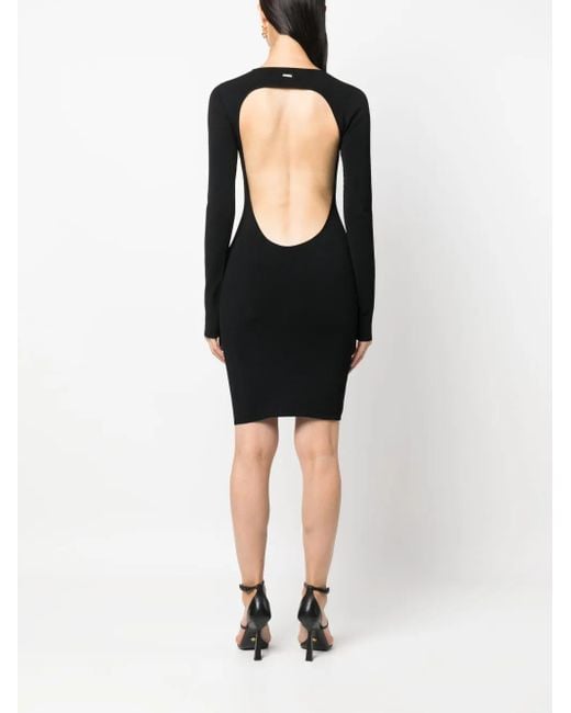 DSquared² Black Open-Back Fine-Ribbed Minidress
