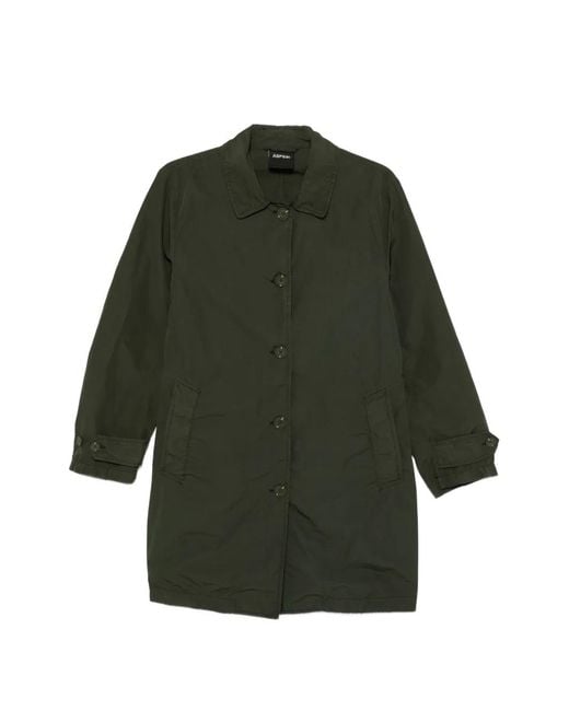Aspesi Green Manteau Boutonné À Manches Longues