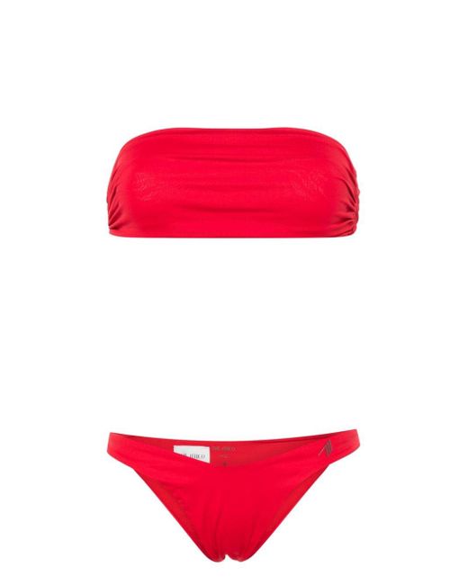 The Attico Geribbelde Bikini Met Logopatch in het Red