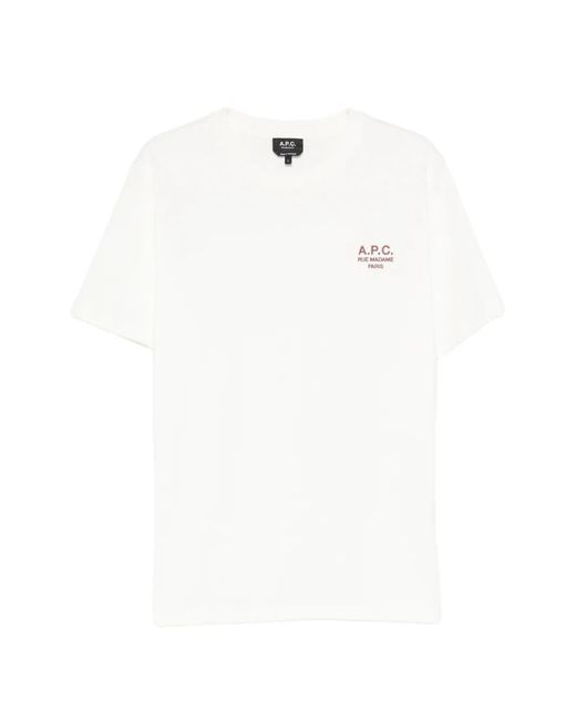 A.P.C. White Rue Madame Logo-Embroidered T-Shirt