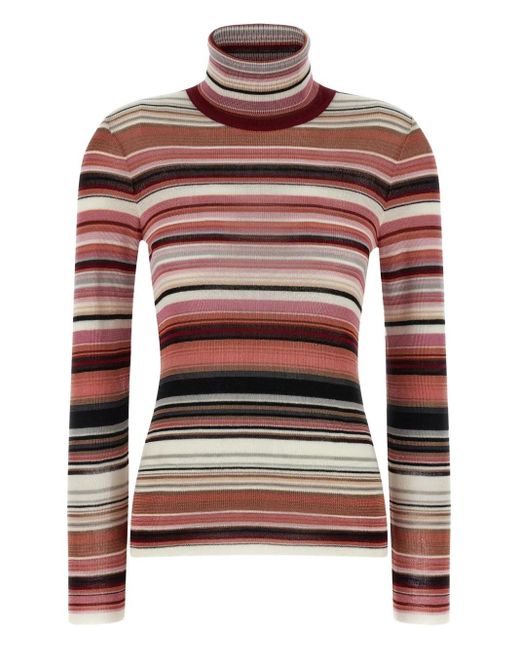 Pull Rayé À Col Roulé Missoni en coloris Red