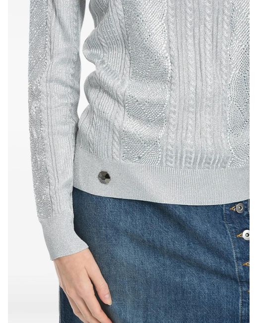 Philipp Plein Gray Cable-Knit Sweater
