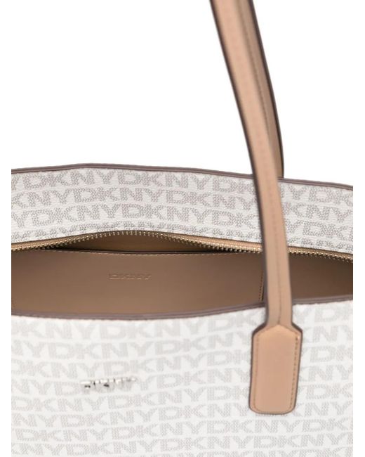 DKNY White Mittelgroße Tote Bag Mit Logo-Muster