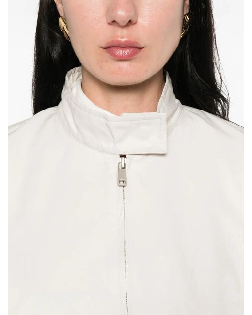 LA PISCINE White Zip Bomber Jacket