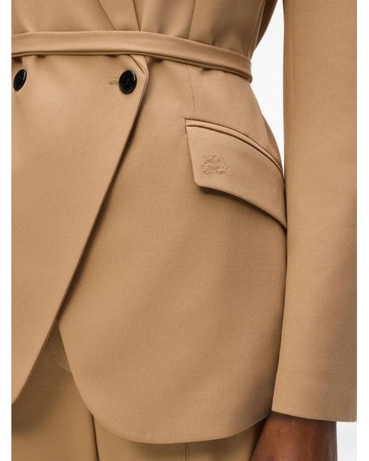 Karl Lagerfeld Natural Tie-Waist Double-Breasted Blazer