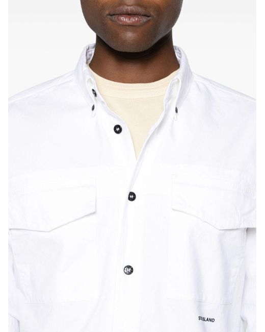 Giacca-camicia con stampa di Stone Island in White da Uomo