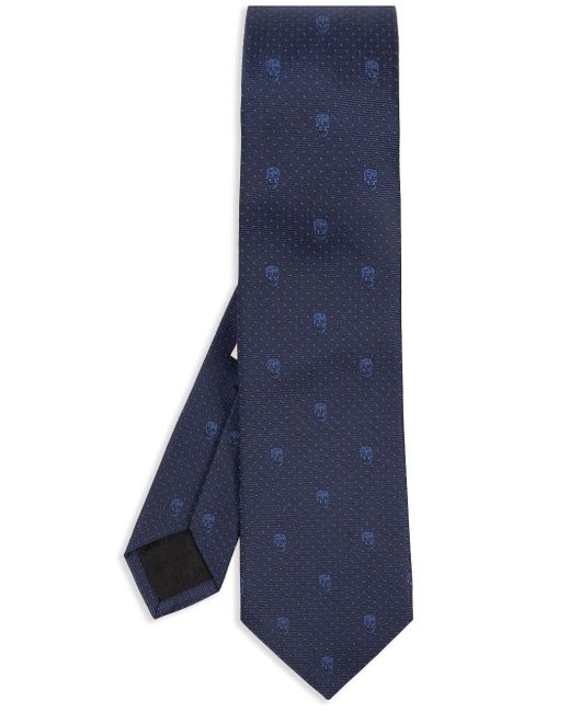 Cravatta con effetto jacquard di Alexander McQueen in Blue da Uomo