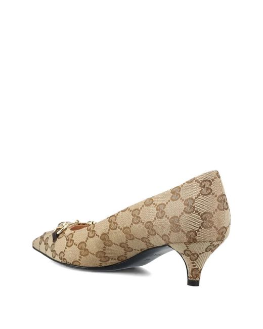 Gucci Brown 45Mm Horsebit Patterned Pumps
