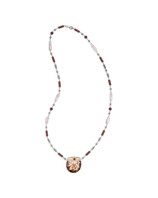 Tory Burch White Runway Shell Necklace