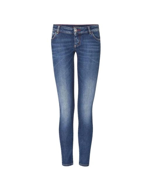 Philipp Plein Blue Jean À Passants De Ceinture