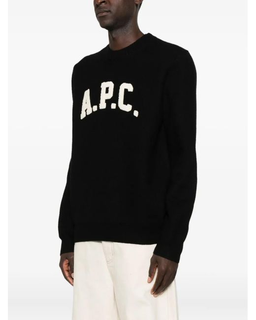 A.P.C. Black Logo-Detail Crew-Neck Sweater for men