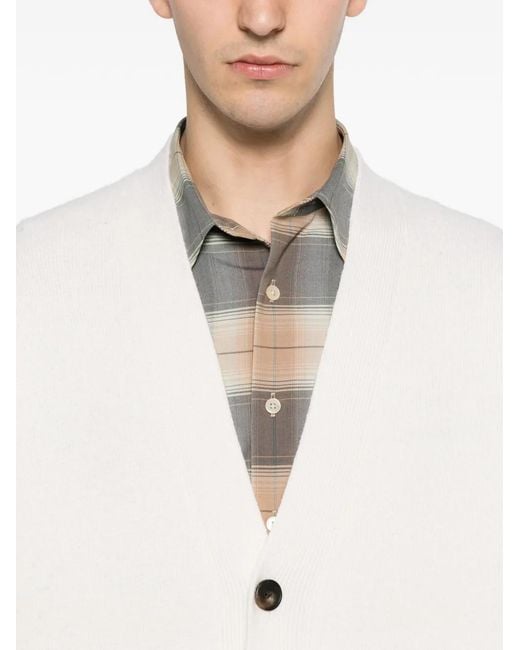 Eleventy White V-Neck Button-Up Cardigan for men