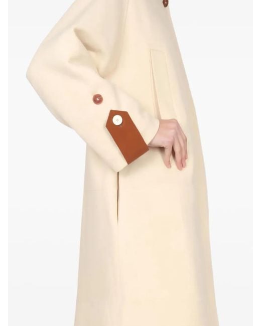 Alysi White Button-Cuff Wool-Blend Coat