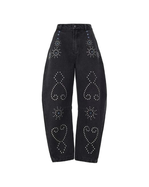 Agua Bendita Blue Fallon Stud-Embellished Jeans