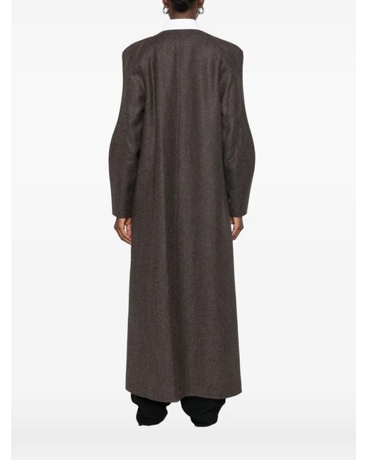 Ruohan Brown Perim Notched-Lapels Open-Front Coat