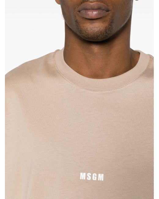 MSGM Natural T-shirt With Logo for men