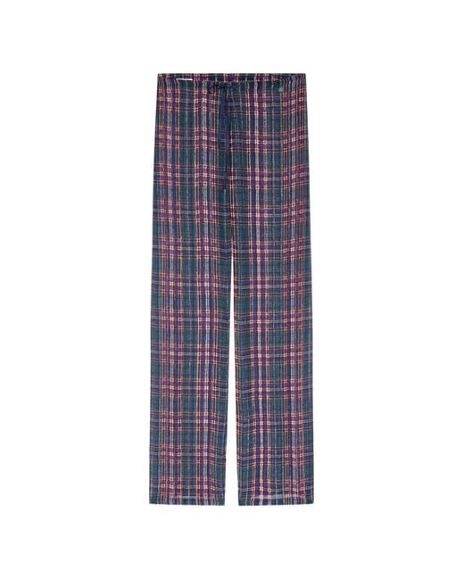 Dries Van Noten Blue Elasticated Lurex Pants
