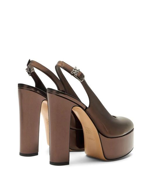 Casadei Brown Patty Platform Interstellar Slingback Pumps