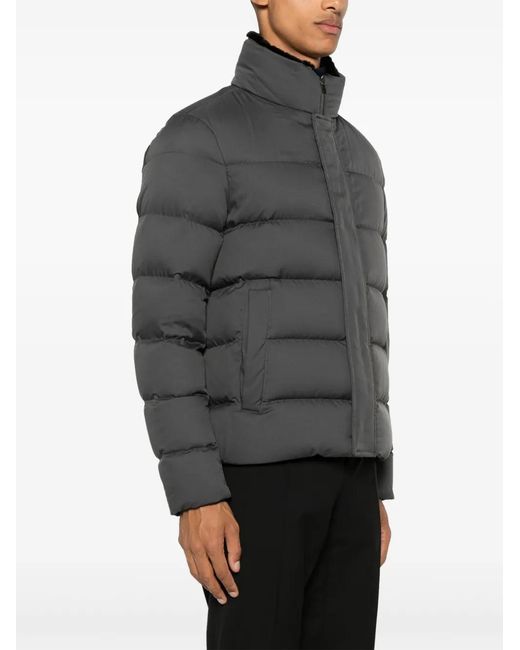 Herno Gray Logo-Plaque Puffer Jacket for men