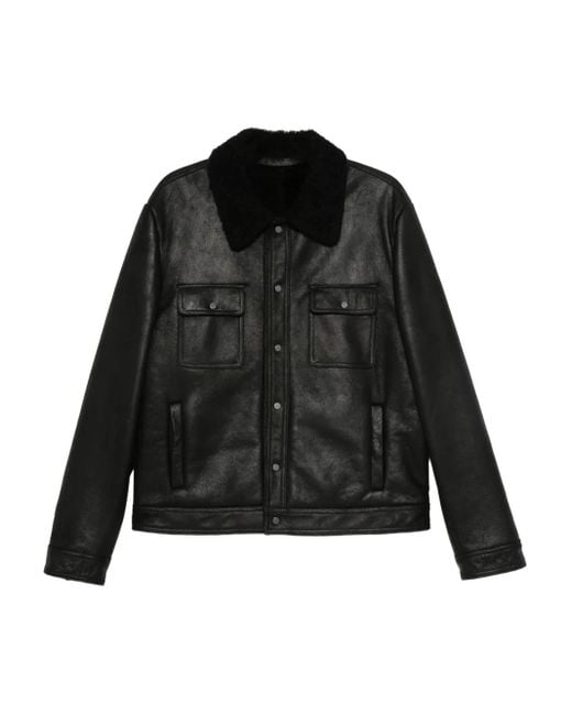 Salvatore Santoro Lederjacke mit Fleece-Futter in Black für Herren