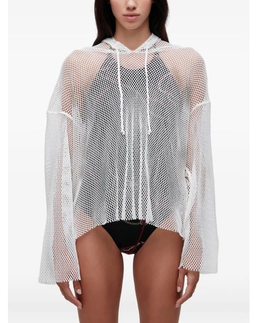 Osklen Gray Mesh-Paneled Hoodie
