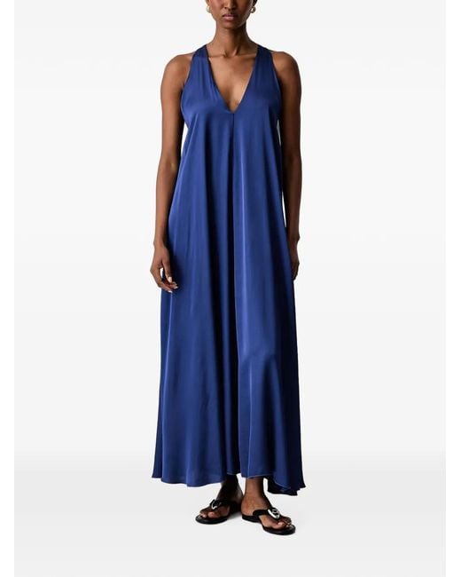 Haveone Blue V-Neck Racerback Maxi Dress