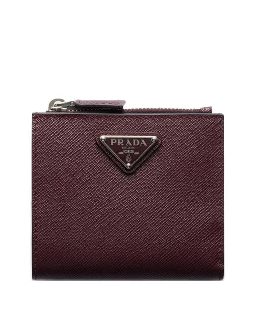 Prada Purple Small Triangle Logo Saffiano Leather Wallet for men
