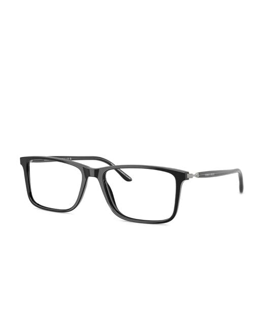 Giorgio Armani Black Rectangle-Frames Glasses for men