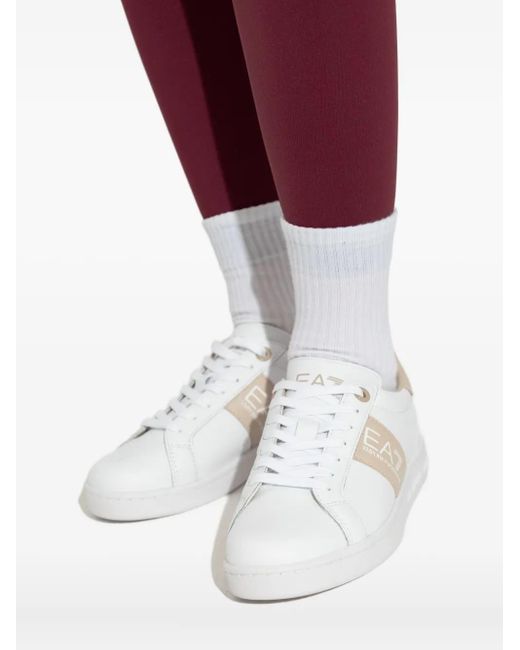 EA7 White Logo-Detail Sneakers